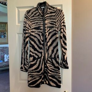 Boston Proper Black/Tan Long Sweater Cardigan sz S